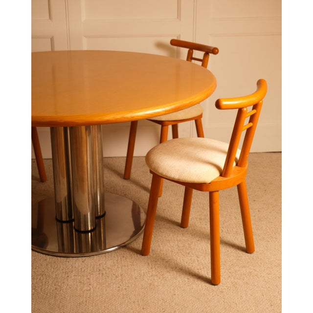 Vintage Italian Circular Dining Table in Wood and Metal, 1970s For Sale - Image 3 of 9