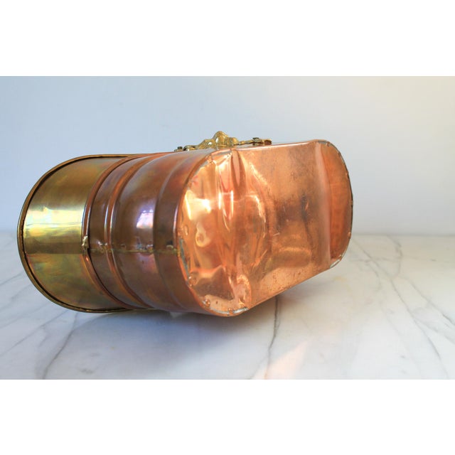 Copper Vintage Brass & Copper Basket W/ Lion Head Motif For Sale - Image 8 of 9