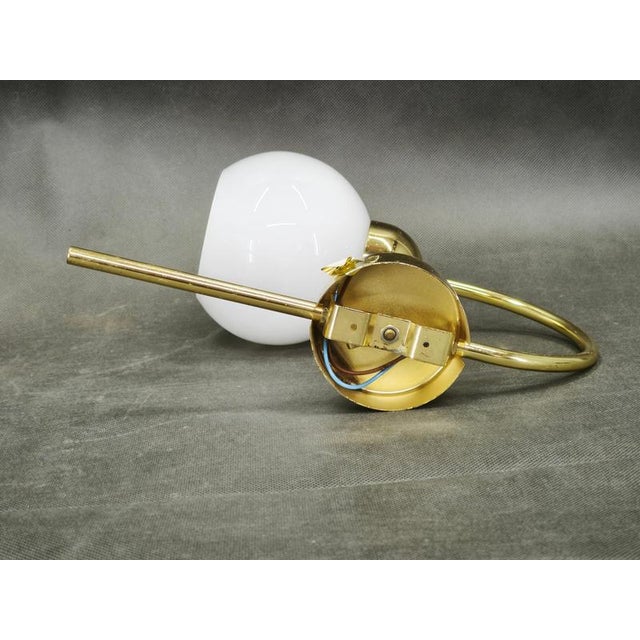 Vintage Brass and Opaline Glass Wall Lights by Kamenický Šenov, 1970s, Set of 3 For Sale - Image 9 of 16