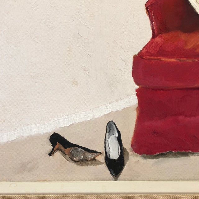 Original painting on canvas board 16 x 20 Overall size with vintage frame is 22 x 26 Initialed lower right