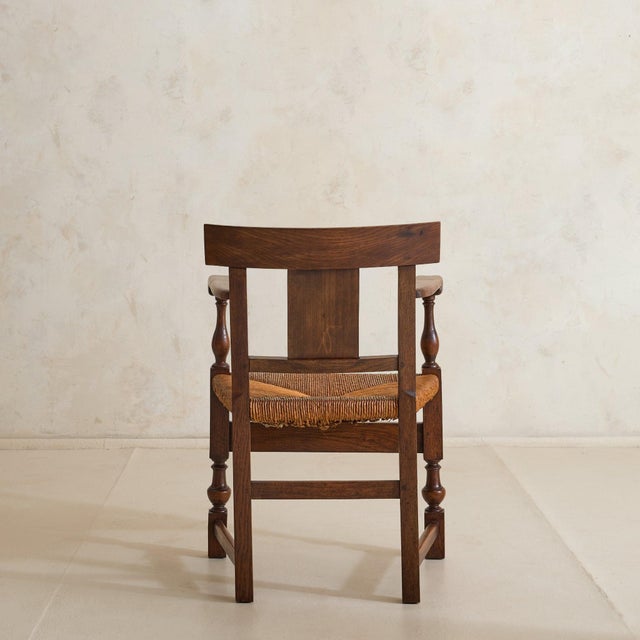 Wood French Rush + Oak Armchair in the Manner of Charles Dudouyt, 1940s - 2 Available For Sale - Image 7 of 11