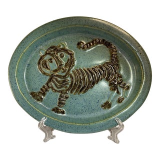 Bennington Pottery/1960s Ceramic Tiger Plaque by David Gill For Sale
