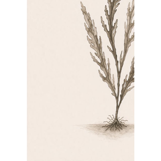 Beige Coastal Seaweed Study I, Minimalist Botanical Art Print, 24" × 36" Reproduction For Sale - Image 8 of 10