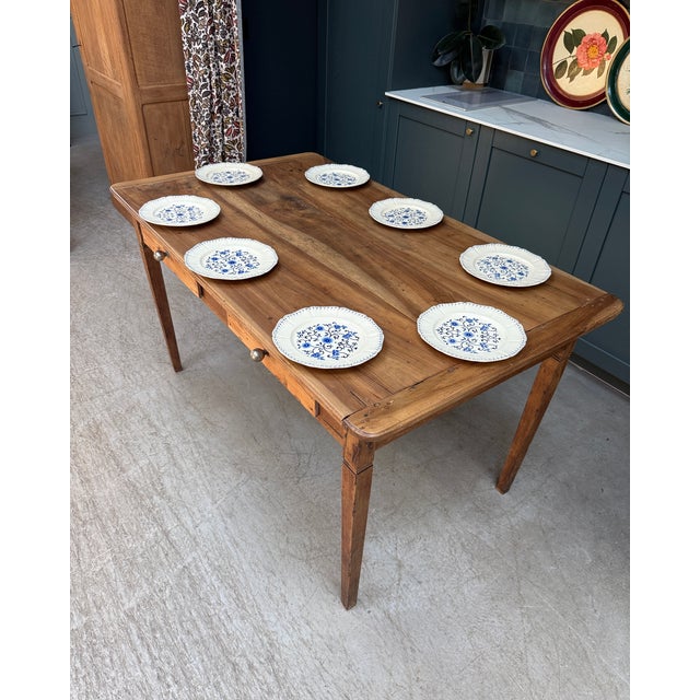 Farmhouse Table in Walnut and Oak, 1940s For Sale - Image 4 of 14