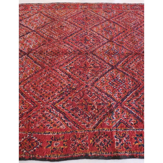 Mid-Century Modern Moroccan Beni MGuild Red Rug - 9.4 X 6.5 Ft For Sale - Image 3 of 10