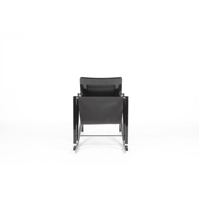 Eileen Gray Transat Lounge Chair in Black Leather by Eileen Gray for Ecart International, 1980s For Sale - Image 4 of 12