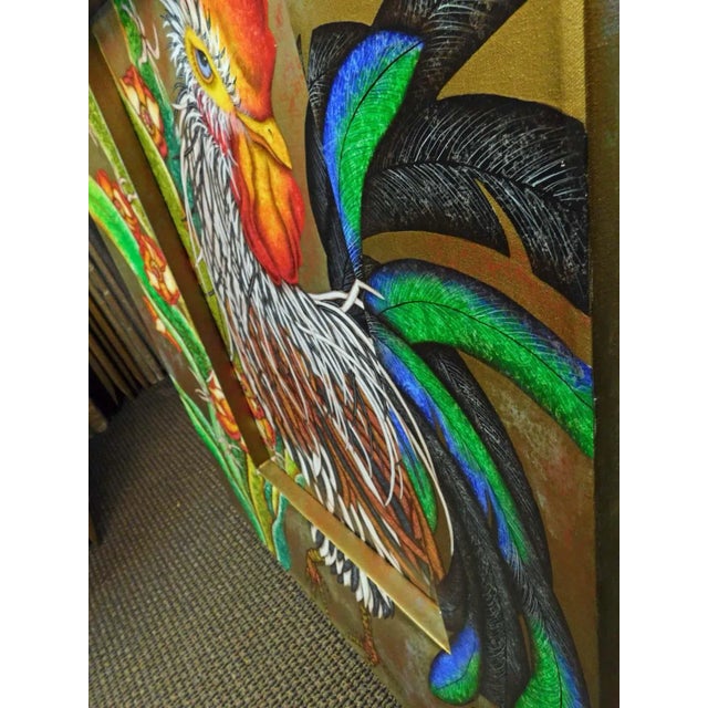 Luis Sottil "Tenacious Pride" Rooster Hr311 Hand Signed Original Art Canvas For Sale - Image 4 of 8
