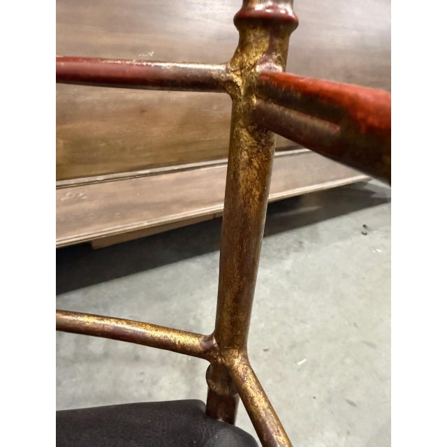 Vintage Chinese Chippendale Cast Iron Faux Bamboo Chair For Sale - Image 4 of 6