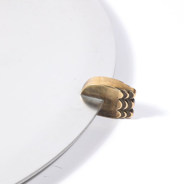 Art Deco Aluminum Serving Tray With Sculptural Brass Supports For Sale - Image 9 of 14