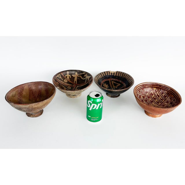 Pre-Columbian Nariño Decorated Footed Pottery Bowl Collection, Set of Four Offered for sale is a set of four pre-Columbian...