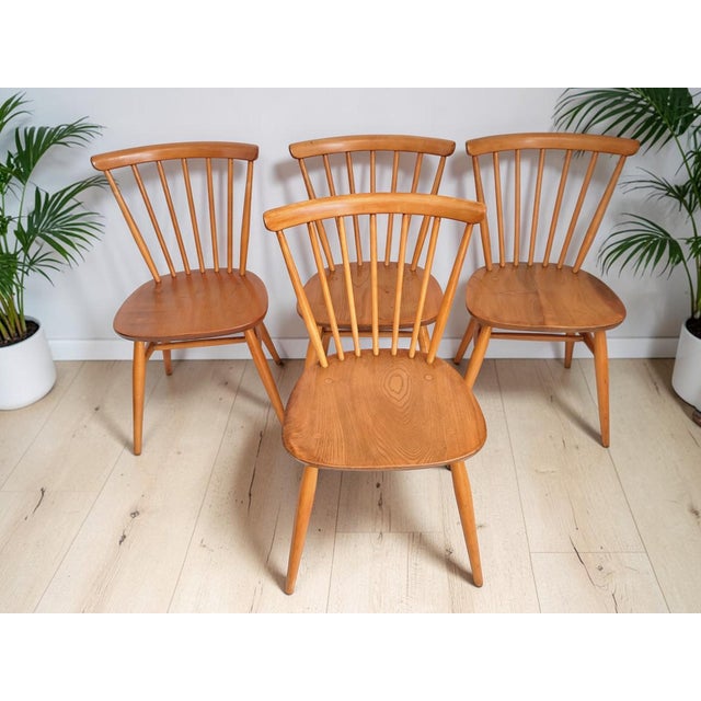 1960s Mid-Century Modern Dining Chairs in Beech and Elm by Lucian Ercolani for Ercol, 1960s, Set of 4 For Sale - Image 5 of 16