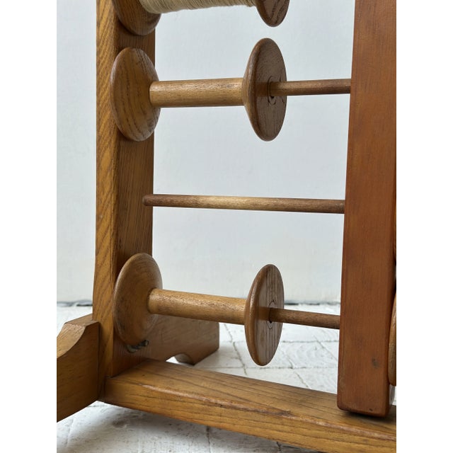 Vintage Oak Frame Cord/Yarn Bobbin Storage Rack, Circa 1940s-50s For Sale - Image 12 of 17