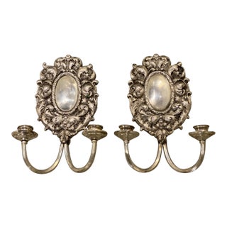 1920's Caldwell Silver Plated Sconces With Waves Design - Pair For Sale