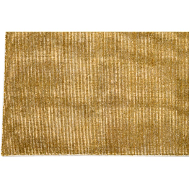 2020s Modern Indian Loop Handmade Solid Beige Wool Rug For Sale - Image 4 of 7