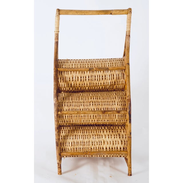 Brown Mid 20th Century Rattan & Bamboo Wine Rack For Sale - Image 8 of 13