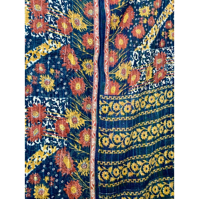 Indian Vintage Kantha Reversible Throw For Sale - Image 3 of 9
