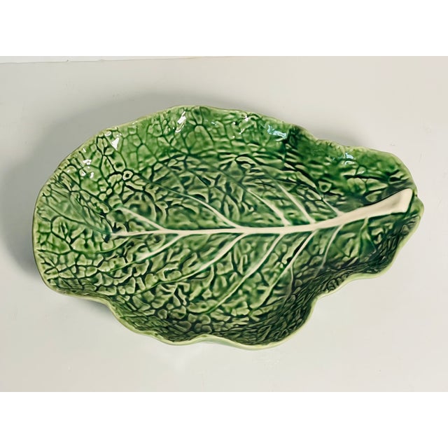Contemporary 1960s Organic Modern Portugese Bordallo Pinheiro Cabbage Leaf Platter For Sale - Image 3 of 6