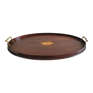 A Large, Finely Inlaid George III Victorian Mahogany Oval Butler's Tray