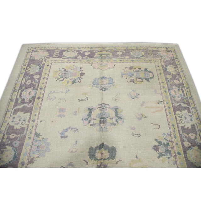 Early 21st Century Turkish Purple & Blue Handwoven Oushak Rug For Sale - Image 4 of 7