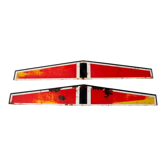 Vintage Large Metal Signs - a Pair For Sale