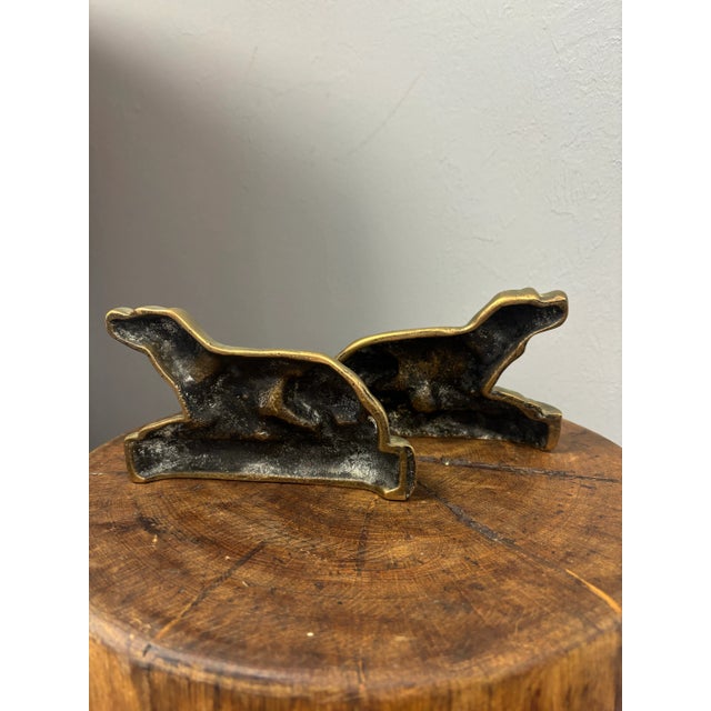 Early 20th Century English Brass Dog Fireplace Ornaments or Bookends For Sale - Image 5 of 5