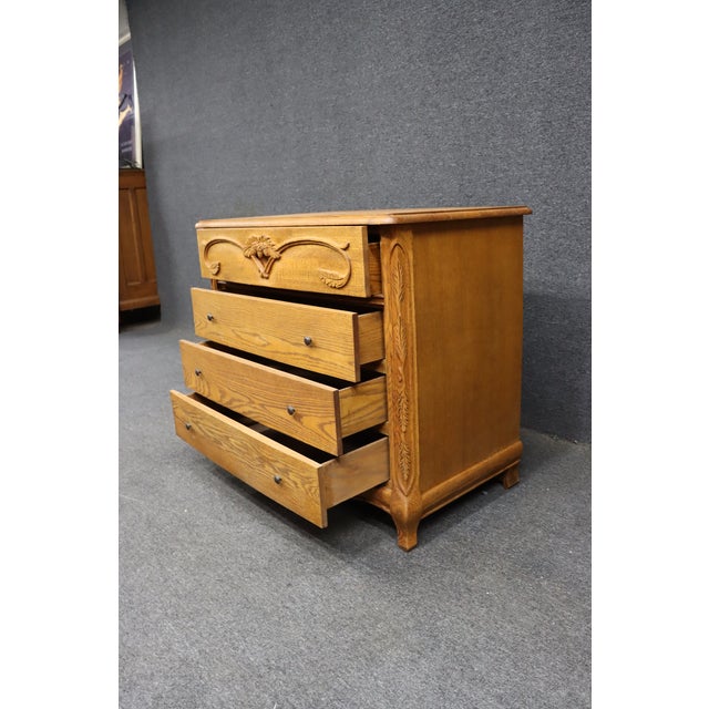 Oakwood Interiors Solid Oak Carved French Country 4-Drawer Dresser With Cedar-Lined Oak Drawers For Sale - Image 11 of 14