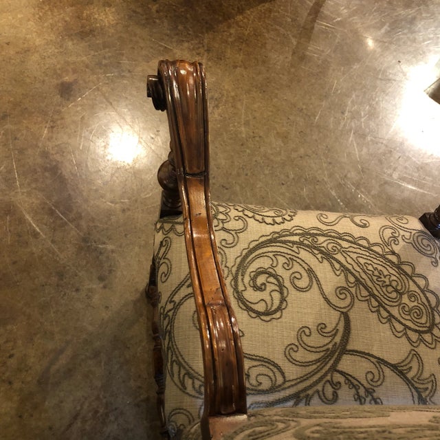 1990s Walnut Carved Louis XIII Style Arm Chair - a Pair For Sale - Image 4 of 12