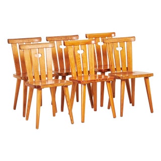 Vintage Pine Chairs attributed to Göran Malmwall for Karl Andersson & Sons, Sweden, 1950s, Set of 6 For Sale