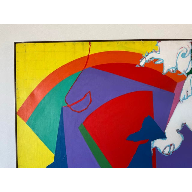 Large Vintage Helen Stein Colorful Expressionist Abstract Acrylic on Canvas Painting – Signed For Sale - Image 10 of 12