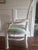 Neoclassical Pair of White Oval Spider Back Chairs Newly Upholstered in Schumacher Green & White Audrey Stripe For Sale - Image 3 of 8
