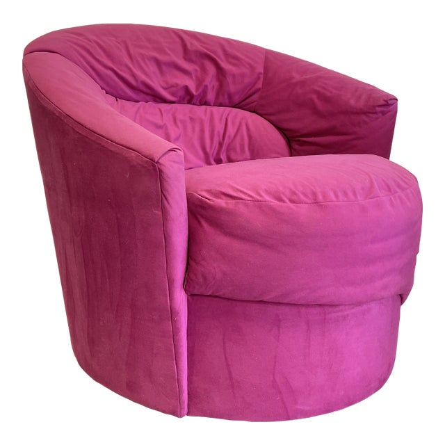Pink Postmodern Swivel Lounge Chair / Armchair, C. 1980's For Sale
