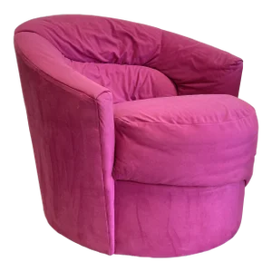 Pink Postmodern Swivel Lounge Chair / Armchair, C. 1980's