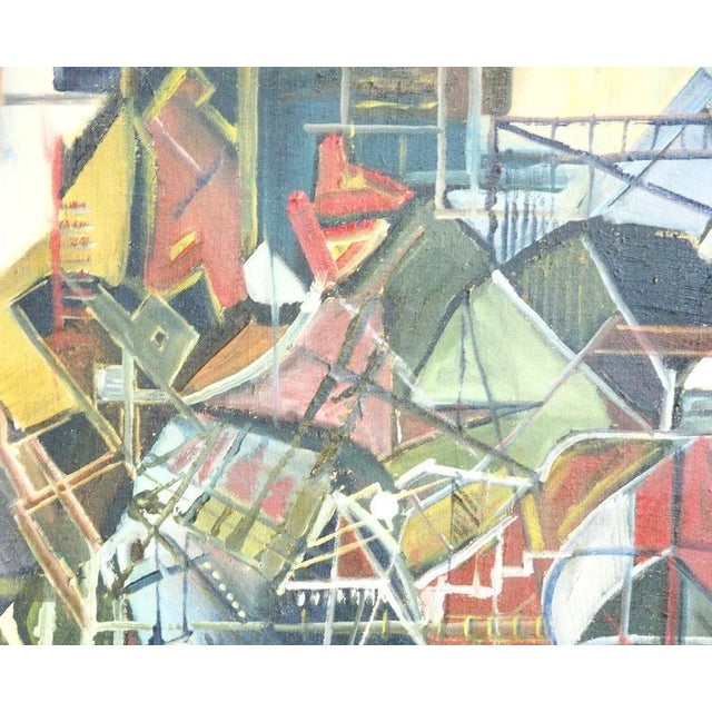 Cubist European Painting Oil on Canvas, in Good conditions.