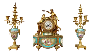 Mantelpiece Set from Sèvres Porcelain, Set of 3