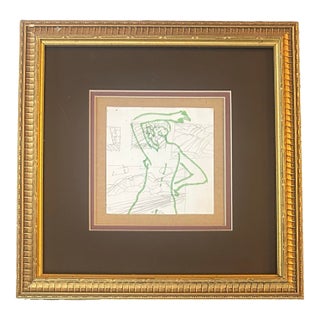 1970’s Original Abstract Female Nude Marker Drawing For Sale