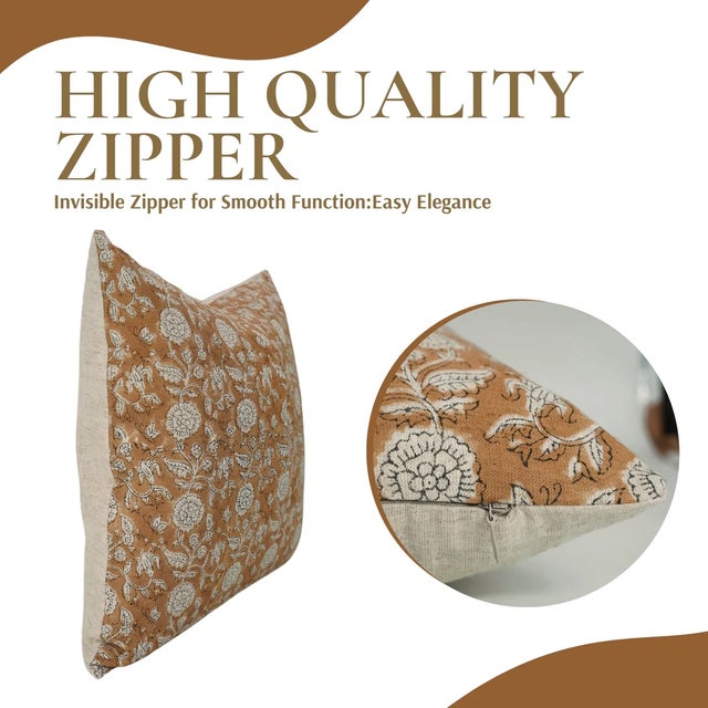 Art Deco Fabdivine Handcrafted Block Print Cushion Cover 12x20 Inch Cotton Linen-Shillong For Sale - Image 3 of 5