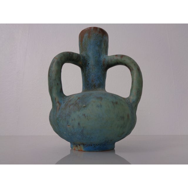 German Studio Ceramic Handle Vase by Lu & Gerd Grove, Lübeck, 1960s For Sale - Image 4 of 18