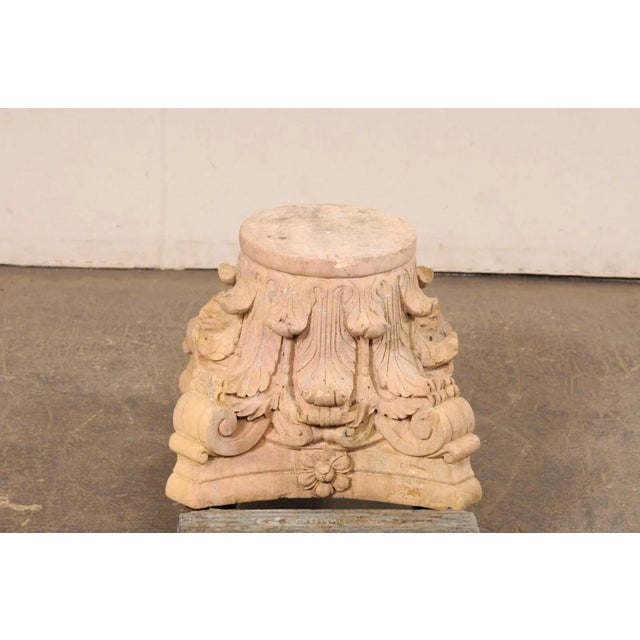 Spanish Hand-Carved Sandstone Pedestal Base For Sale - Image 4 of 10