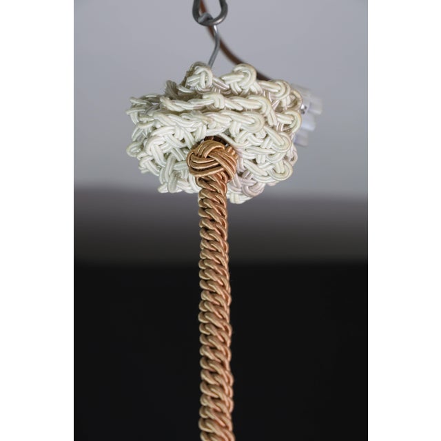 Italian Midcentury Pink Art Decò Vintage Glass Chandelier With Decorations, 1950 For Sale - Image 6 of 17