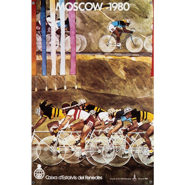 Moscow Cycling Olympic Poster, Spain, 1980s For Sale - Image 9 of 9