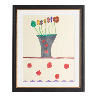 1991 "Fictitious Flowers #2" Gouache Painting by Steven Conant For Sale