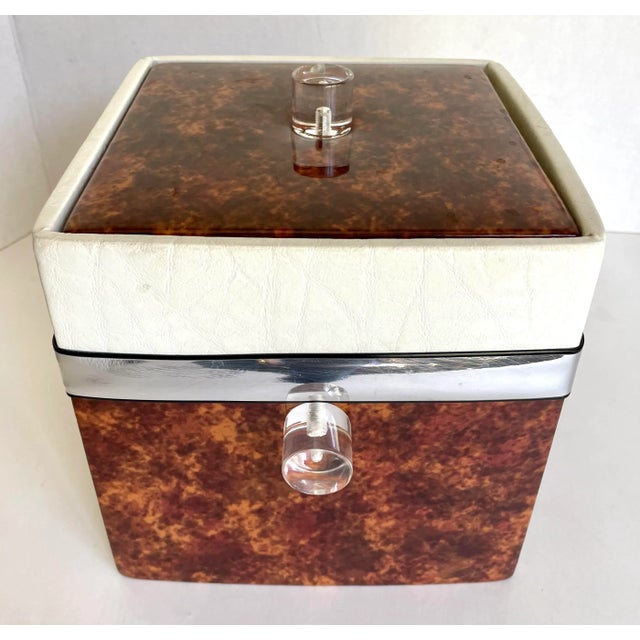 Vintage Lucite and Faux Burl Vinyl Ice Bucket For Sale In Los Angeles - Image 6 of 9