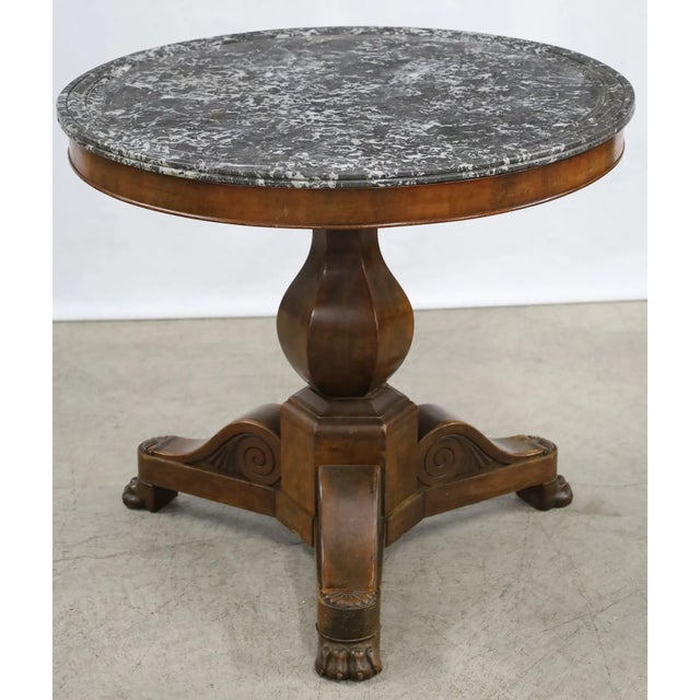 19th-Century French Empire Center Table With Gray Marble Top For Sale - Image 4 of 5