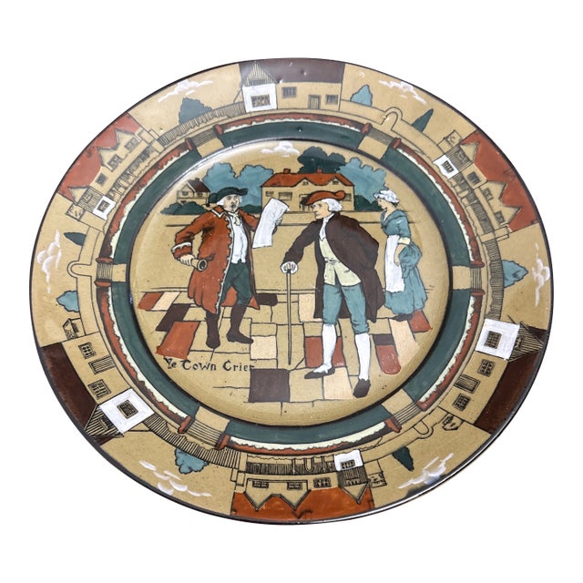 Buffalo Pottery Plate "The Town Crier" Circa 1908 For Sale