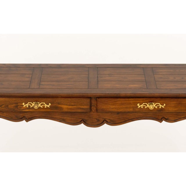 French Provincial Henredon French Provincial Style Oak Console Table For Sale - Image 3 of 9