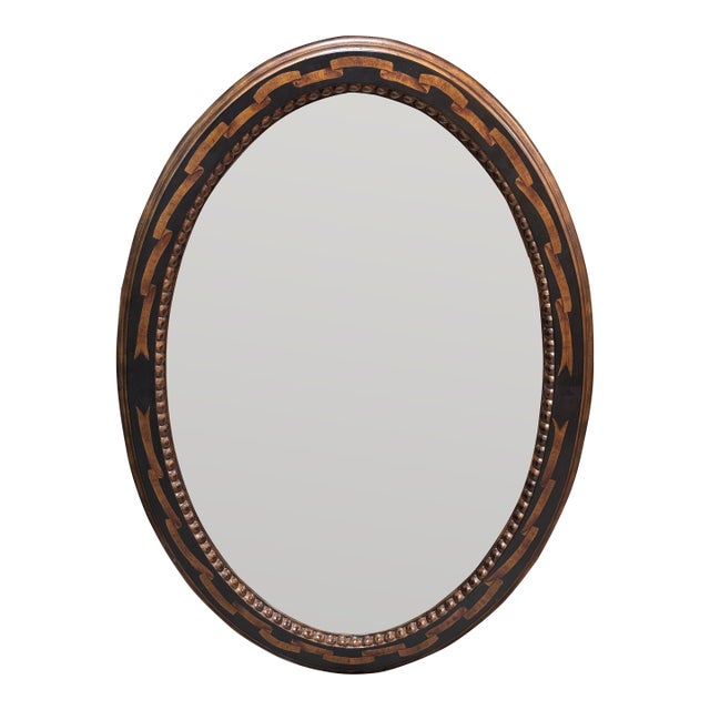 Neoclassical Inlaid Burl Wood Wall Mirror For Sale