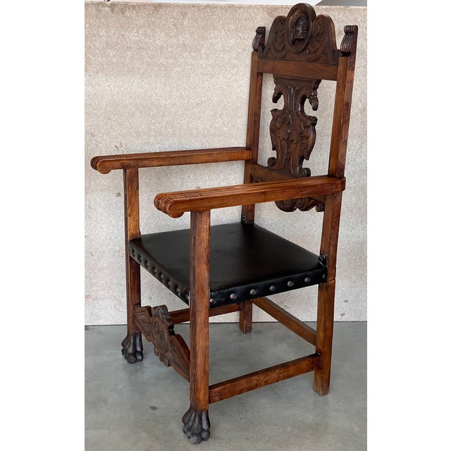 19th century carved walnut turned wood armchair. Perfect to place in your room or in your office with the table desk...