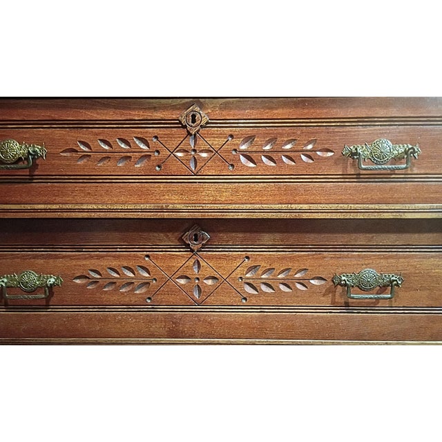 Antique Eastlake Chest of Drawers With Carved Details For Sale In Greenville, SC - Image 6 of 7