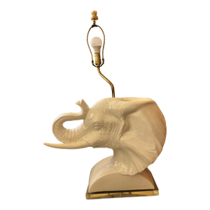 1950s Hollywood Regency Bust Elephant Lamp Lucite Bottom