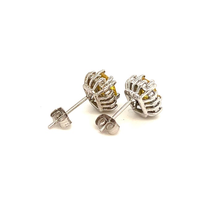 2010s Natural Sapphire Diamond Stud Earrings 14k W Gold 1.71 TCW Certified For Sale - Image 5 of 17